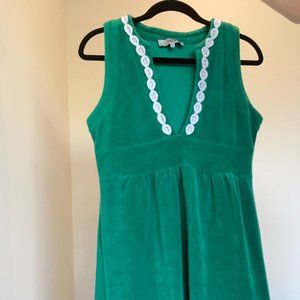 Green Tibi terrycloth deep v summer dress or swim coverup